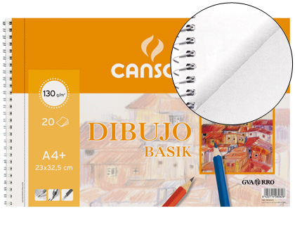 Bloc dibujo Canson Basik espiral A4+ 20h perforadas 130g/m² sin recuadro